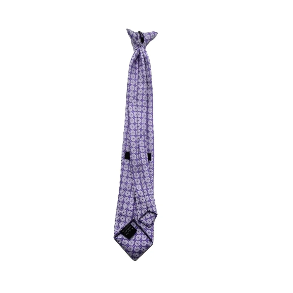 Purple Geometric Circle Pattern Clip-On Necktie Lavender Formal Accessory